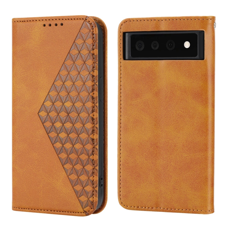 Cubic Grid Calf Texture Magnetic Closure Leather Phone Case