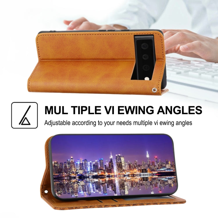 Cubic Grid Calf Texture Magnetic Closure Leather Phone Case, For Google Pixel 7A