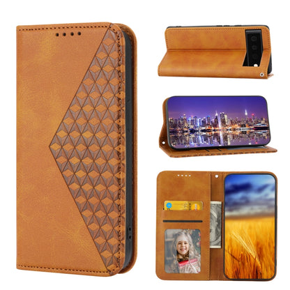 Cubic Grid Calf Texture Magnetic Closure Leather Phone Case, For Google Pixel 7A