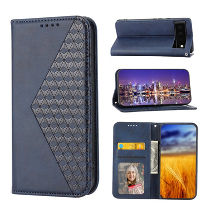 Cubic Grid Calf Texture Magnetic Closure Leather Phone Case, For Google Pixel 7A