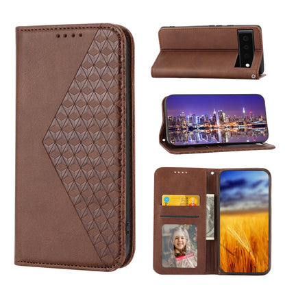 Cubic Grid Calf Texture Magnetic Closure Leather Phone Case, For Google Pixel 7A
