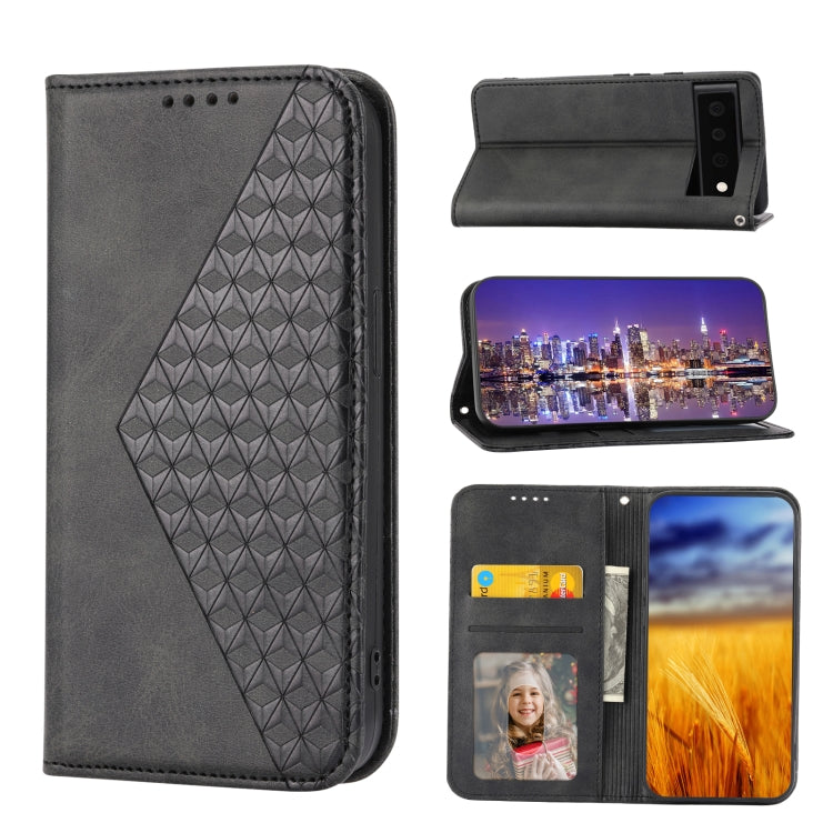 Cubic Grid Calf Texture Magnetic Closure Leather Phone Case, For Google Pixel 7A