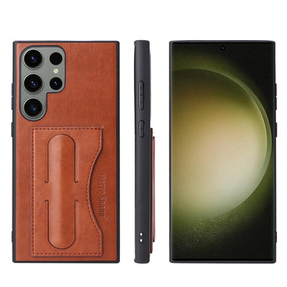 Fierre Shann Full Coverage Protective Leather Phone Case, For Samsung Galaxy S23+ 5G, For Samsung Galaxy S23 Ultra 5G