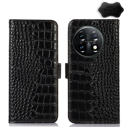 Crocodile Top Layer Cowhide RFID Leather Phone Case