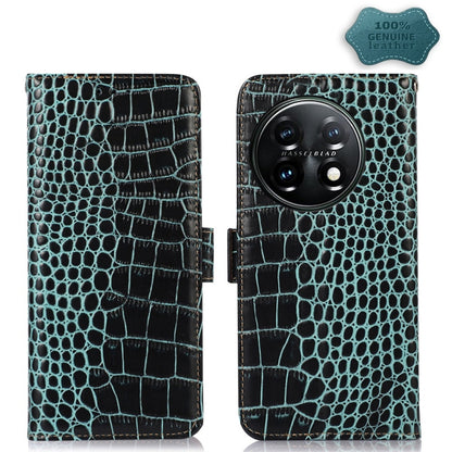 Crocodile Top Layer Cowhide RFID Leather Phone Case