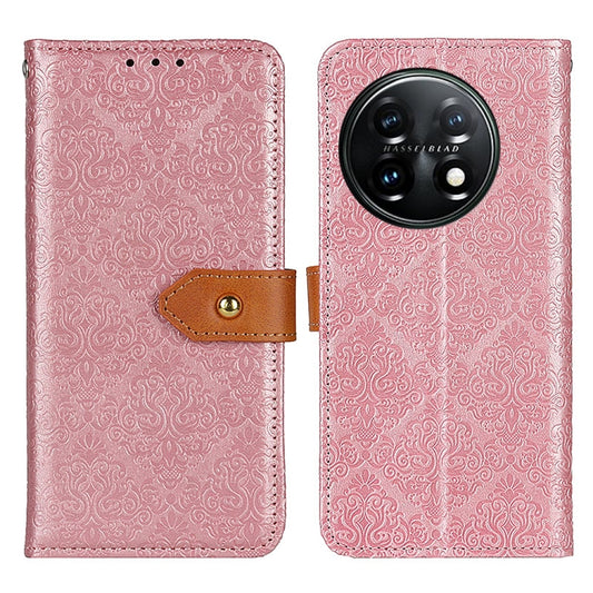 European Floral Embossed Flip Leather Phone Case