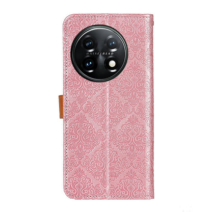 European Floral Embossed Flip Leather Phone Case