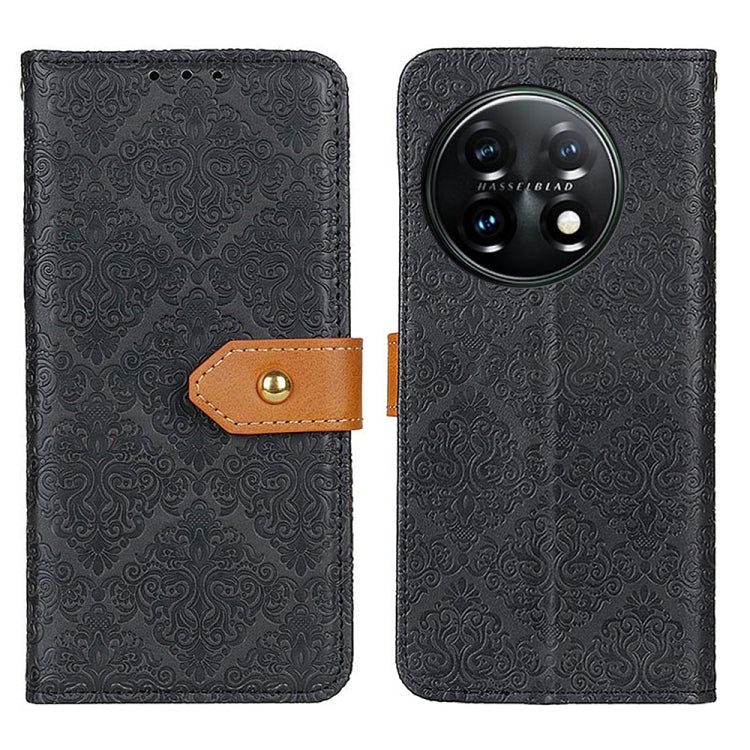 European Floral Embossed Flip Leather Phone Case