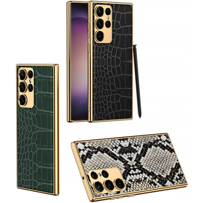 For Samsung Galaxy S23 Ultra 5G GKK Crocodile Texture Electroplating PU Protective Phone Case(Python)