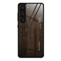 For Samsung Galaxy S23 5G Wood Grain Glass Phone Case