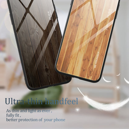 For Samsung Galaxy S23 5G Wood Grain Glass Phone Case