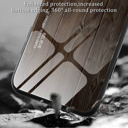 For Samsung Galaxy S23 5G Wood Grain Glass Phone Case