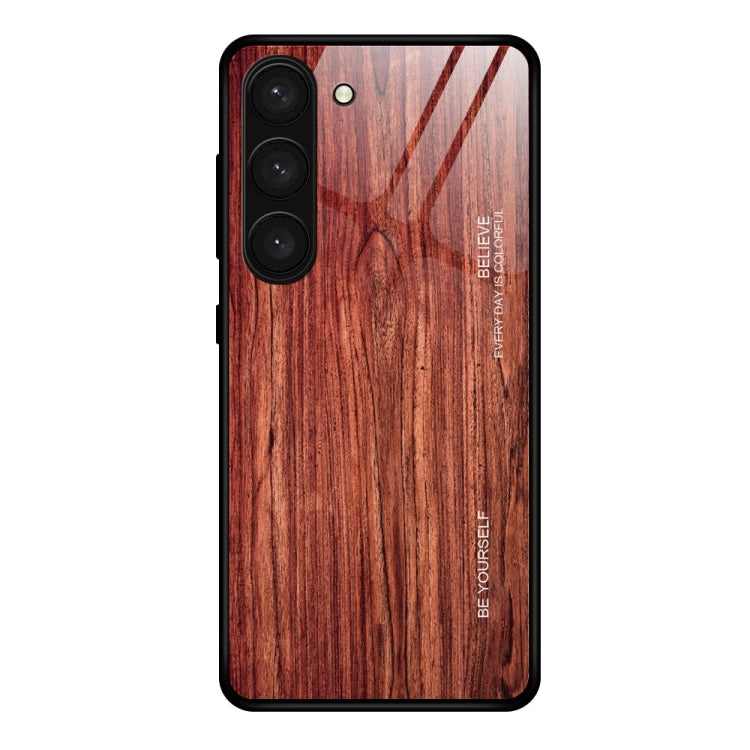 For Samsung Galaxy S23+ 5G Wood Grain Glass Phone Case