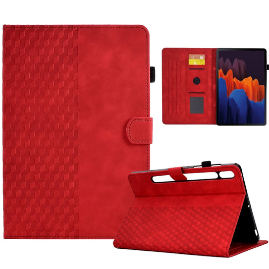 For Samsung Galaxy Tab S7 T870 / S8 X700 Rhombus Embossed Leather Smart Tablet Case