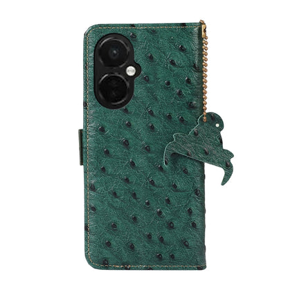 For OnePlus Nord CE 3 Lite Ostrich Pattern Genuine Leather RFID Phone Case, For OnePlus Nord CE 3 Lite