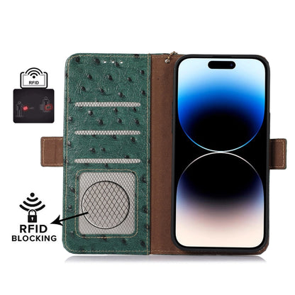 For OnePlus Nord CE 3 Lite Ostrich Pattern Genuine Leather RFID Phone Case, For OnePlus Nord CE 3 Lite