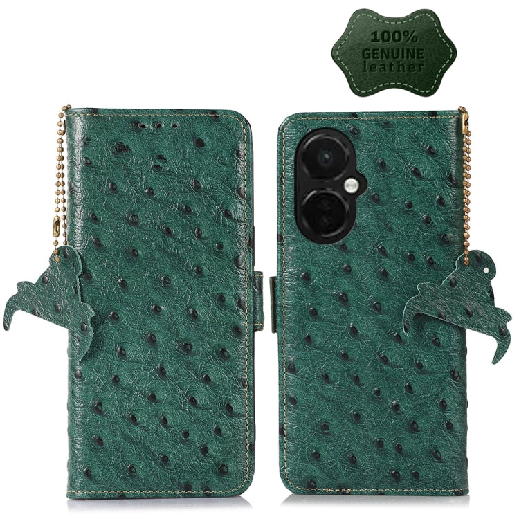 For OnePlus Nord CE 3 Lite Ostrich Pattern Genuine Leather RFID Phone Case, For OnePlus Nord CE 3 Lite