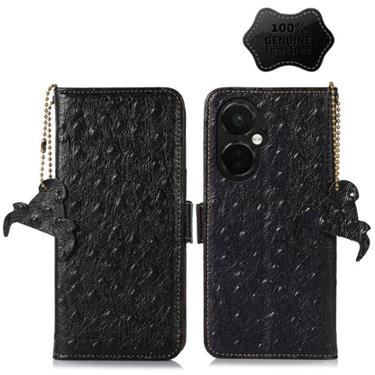 For OnePlus Nord CE 3 Lite Ostrich Pattern Genuine Leather RFID Phone Case, For OnePlus Nord CE 3 Lite