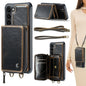 For Samsung Galaxy S23 5G JEEHOOD C22 Series Zipper Wallet Leather Phone Case with Dual Lanyard