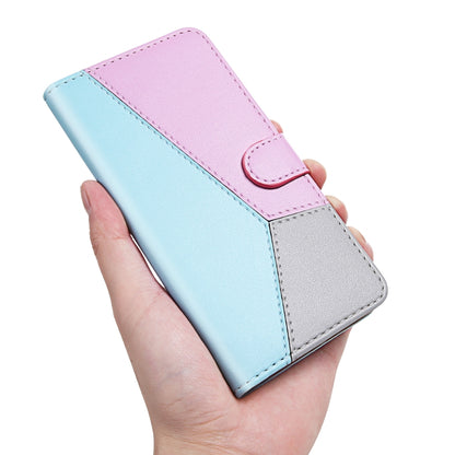 Tricolor Stitching Flip Leather Phone Case