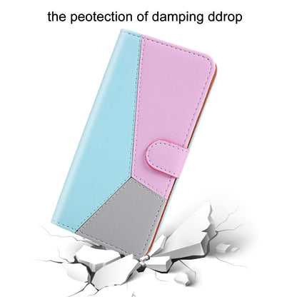 Tricolor Stitching Flip Leather Phone Case