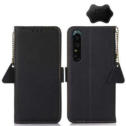 Side-Magnetic TJ Genuine Leather RFID Phone Case, For Sony Xperia 1 IV, For Sony Xperia 10 IV