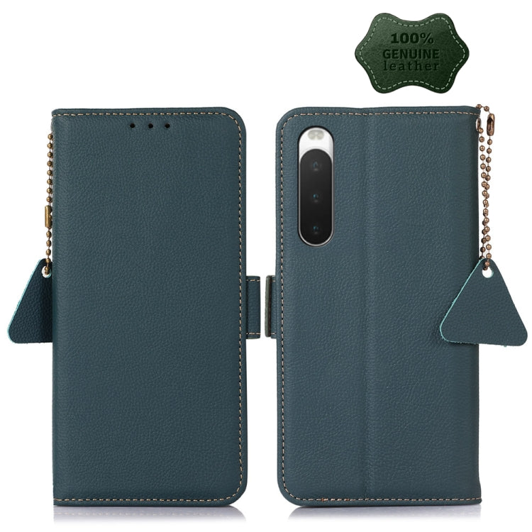 Side-Magnetic TJ Genuine Leather RFID Phone Case, For Sony Xperia 1 IV, For Sony Xperia 10 IV