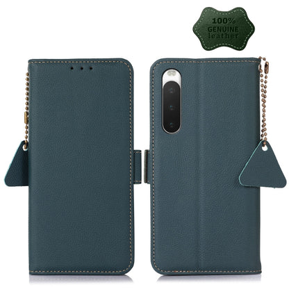 Side-Magnetic TJ Genuine Leather RFID Phone Case, For Sony Xperia 1 IV, For Sony Xperia 10 IV
