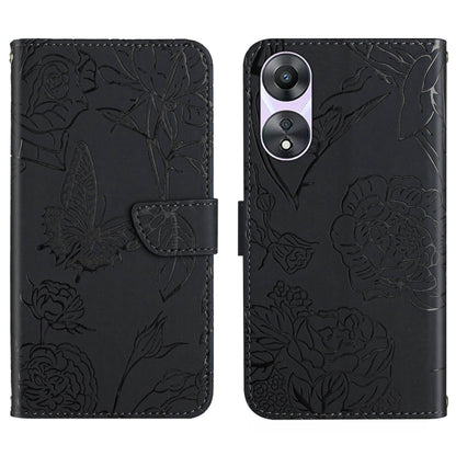 HT03 Skin Feel Butterfly Embossed Flip Leather Phone Case