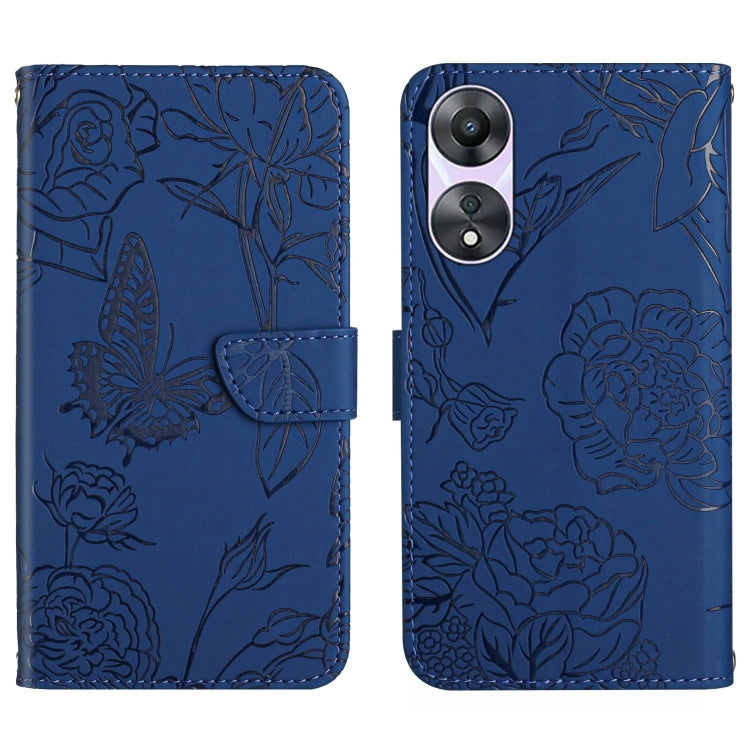 HT03 Skin Feel Butterfly Embossed Flip Leather Phone Case