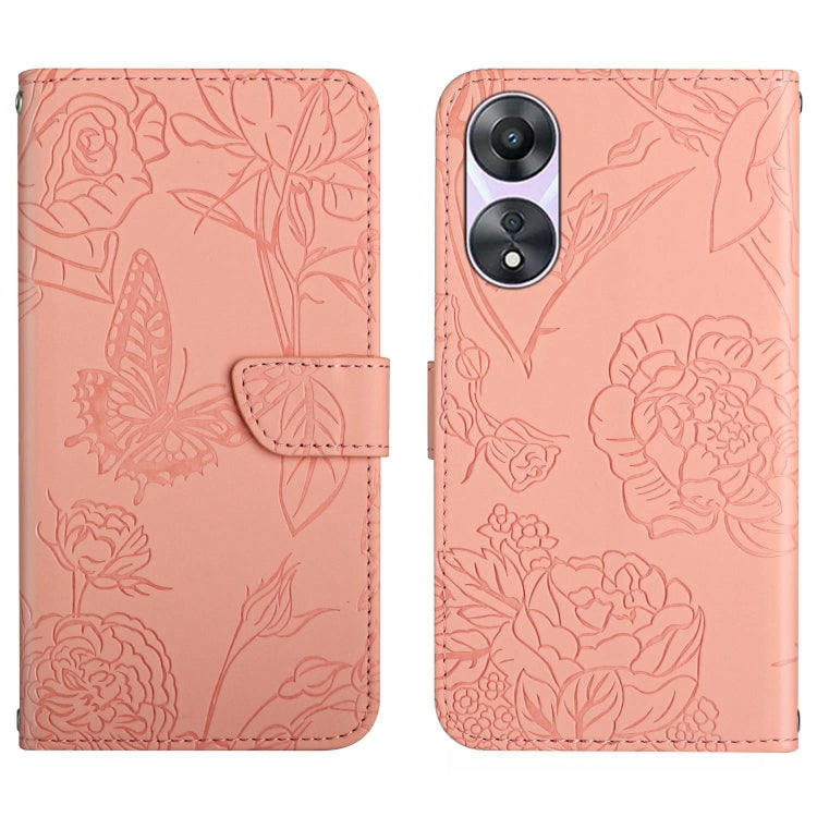 HT03 Skin Feel Butterfly Embossed Flip Leather Phone Case