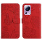 HT03 Skin Feel Butterfly Embossed Flip Leather Phone Case