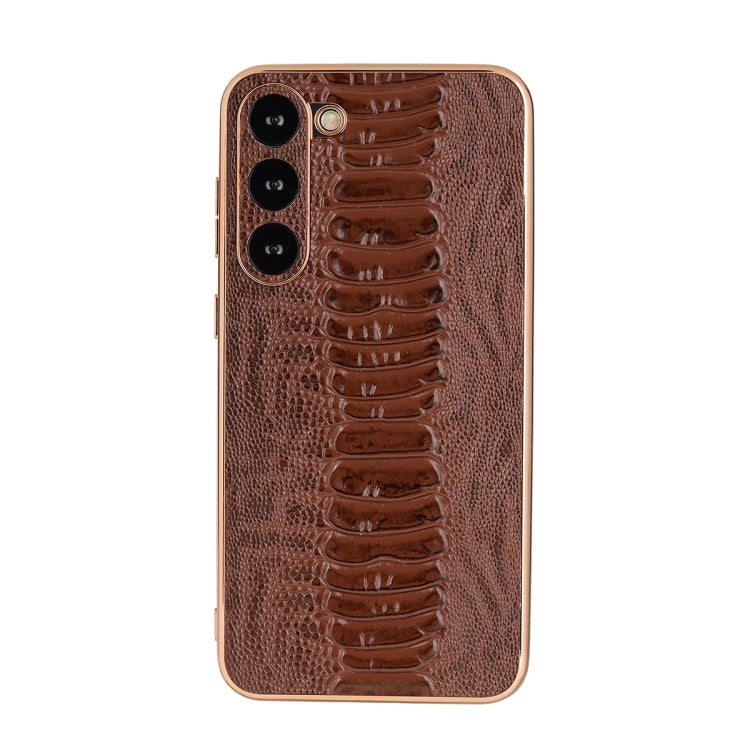 Genuine Leather Weilai Series Nano Electroplating Phone Case, For Samsung Galaxy S23 5G, For Samsung Galaxy S23+ 5G, For Samsung Galaxy S23 Ultra 5G