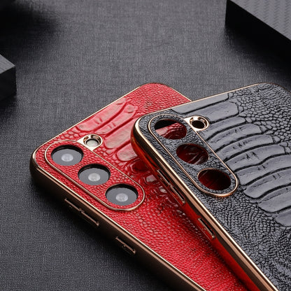 Genuine Leather Weilai Series Nano Electroplating Phone Case, For Samsung Galaxy S23 5G, For Samsung Galaxy S23+ 5G, For Samsung Galaxy S23 Ultra 5G
