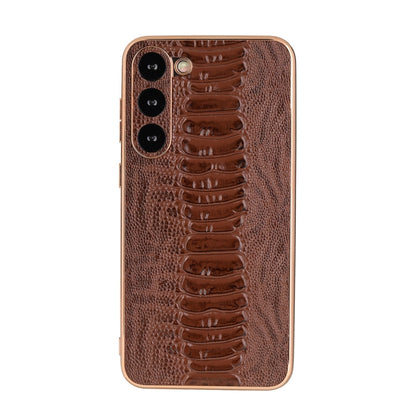Genuine Leather Weilai Series Nano Electroplating Phone Case, For Samsung Galaxy S23 5G, For Samsung Galaxy S23+ 5G, For Samsung Galaxy S23 Ultra 5G