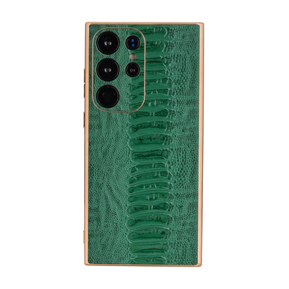 Genuine Leather Weilai Series Nano Electroplating Phone Case, For Samsung Galaxy S23 5G, For Samsung Galaxy S23+ 5G, For Samsung Galaxy S23 Ultra 5G