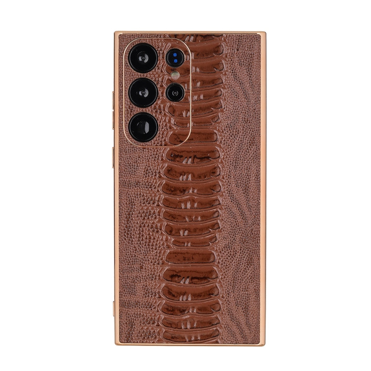 Genuine Leather Weilai Series Nano Electroplating Phone Case, For Samsung Galaxy S23 5G, For Samsung Galaxy S23+ 5G, For Samsung Galaxy S23 Ultra 5G