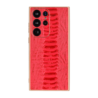 Genuine Leather Weilai Series Nano Electroplating Phone Case, For Samsung Galaxy S23 5G, For Samsung Galaxy S23+ 5G, For Samsung Galaxy S23 Ultra 5G