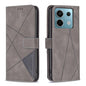 Magnetic Buckle Rhombus Texture Leather Phone Case