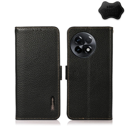 KHAZNEH Side-Magnetic Litchi Genuine Leather RFID Phone Case