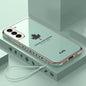 9D Plating Maple Leaf Silicone Phone Case with Strap, For Samsung Galaxy S23 5G, For Samsung Galaxy S23+ 5G, For Samsung Galaxy S23 Ultra 5G, For Samsung Galaxy S22 5G, For Samsung Galaxy S22+ 5G