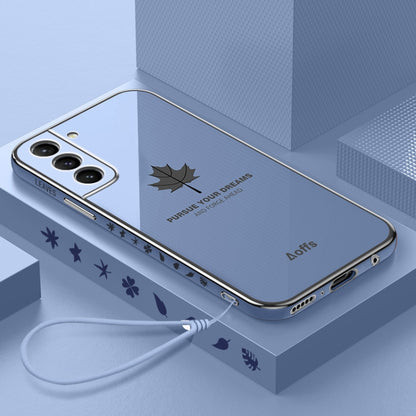 9D Plating Maple Leaf Silicone Phone Case with Strap, For Samsung Galaxy S23 5G, For Samsung Galaxy S23+ 5G, For Samsung Galaxy S23 Ultra 5G, For Samsung Galaxy S22 5G, For Samsung Galaxy S22+ 5G