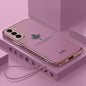9D Plating Maple Leaf Silicone Phone Case with Strap, For Samsung Galaxy S23 5G, For Samsung Galaxy S23+ 5G, For Samsung Galaxy S23 Ultra 5G, For Samsung Galaxy S22 5G, For Samsung Galaxy S22+ 5G