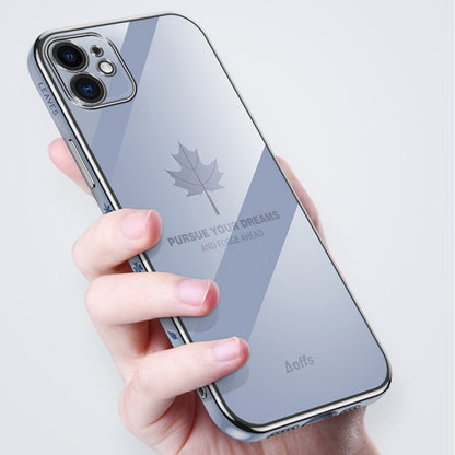 9D Plating Maple Leaf Silicone Phone Case with Strap