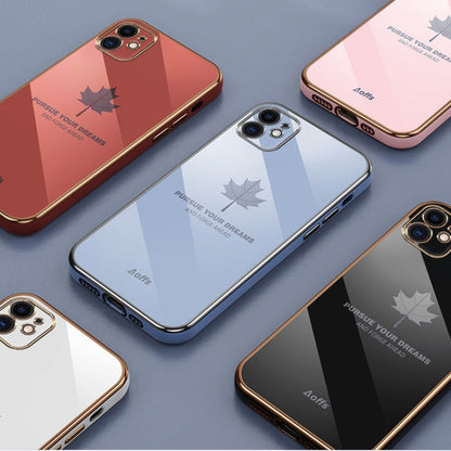 9D Plating Maple Leaf Silicone Phone Case with Strap