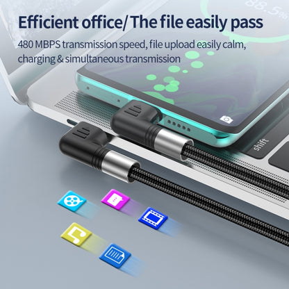 A9 100W USB-C/Type-C to USB-C/Type-C Double Elbow Data Cable