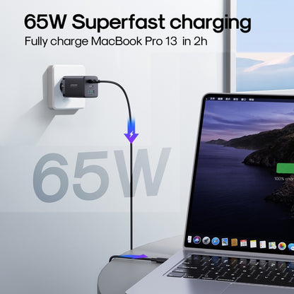 JOYROOM TCG01 GaN Ultra 65W 2 Type-C + 1 USB Fast Charger with 1.2m Type-C Cable