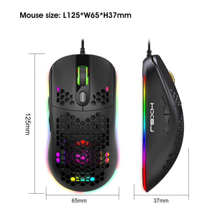 HXSJ X600 6 Keys RGB Luminous Macro Programming Wired Gaming Mouse, X600