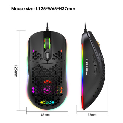 HXSJ X600 6 Keys RGB Luminous Macro Programming Wired Gaming Mouse, X600