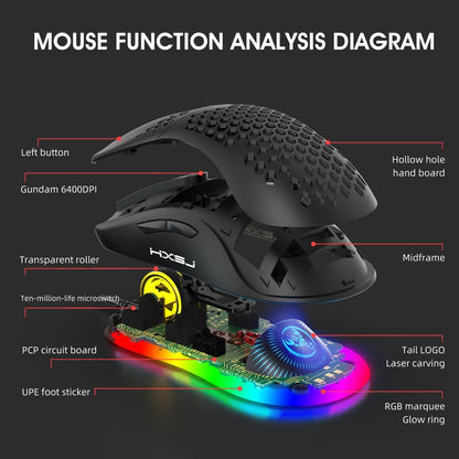 HXSJ X600 6 Keys RGB Luminous Macro Programming Wired Gaming Mouse, X600